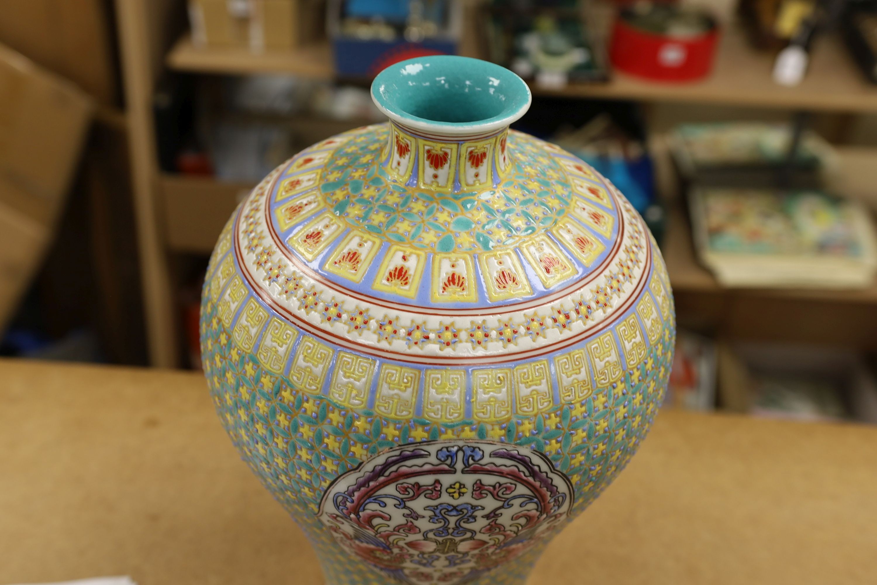 A Chinese enamelled porcelain meiping, 39cm
